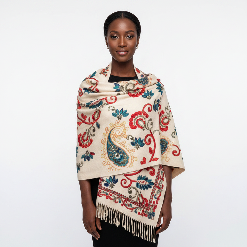 Cream shawl front lifestyle