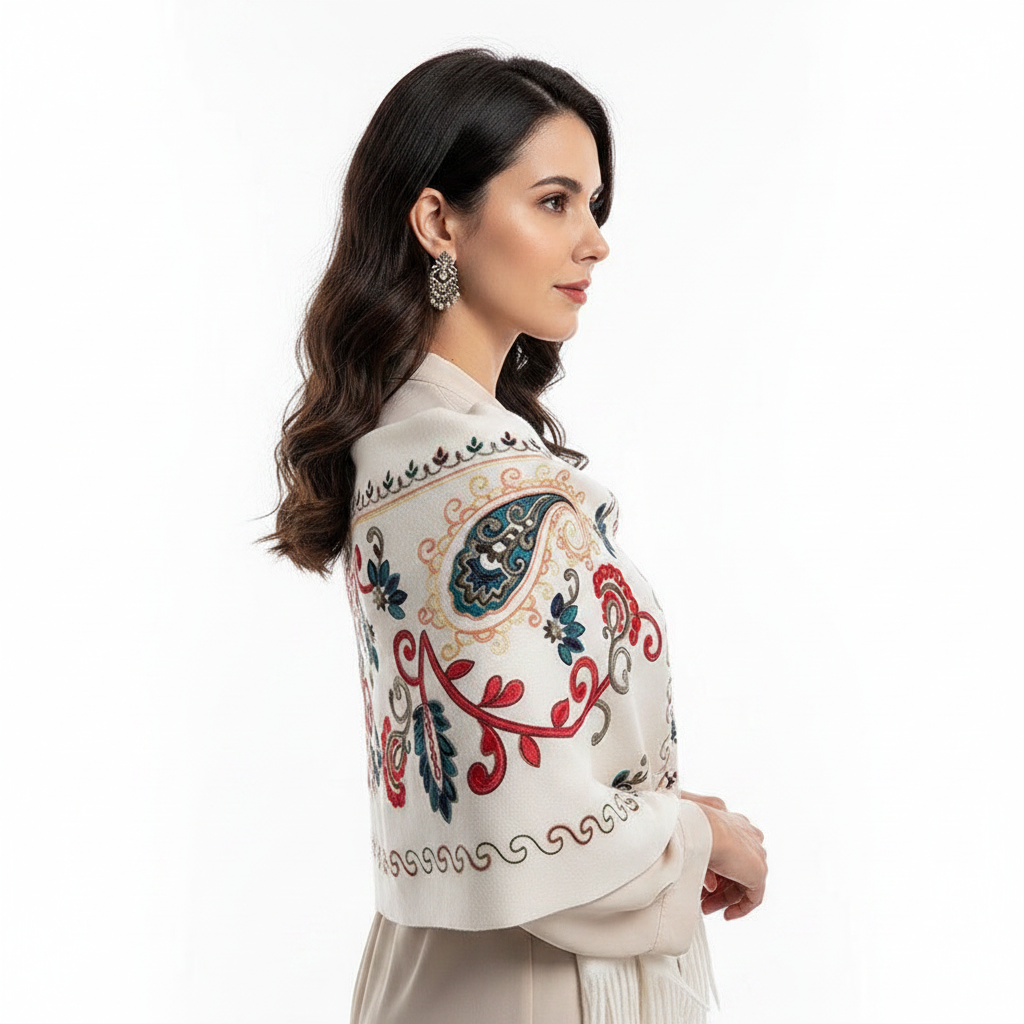 Cream shawl side lifestyle