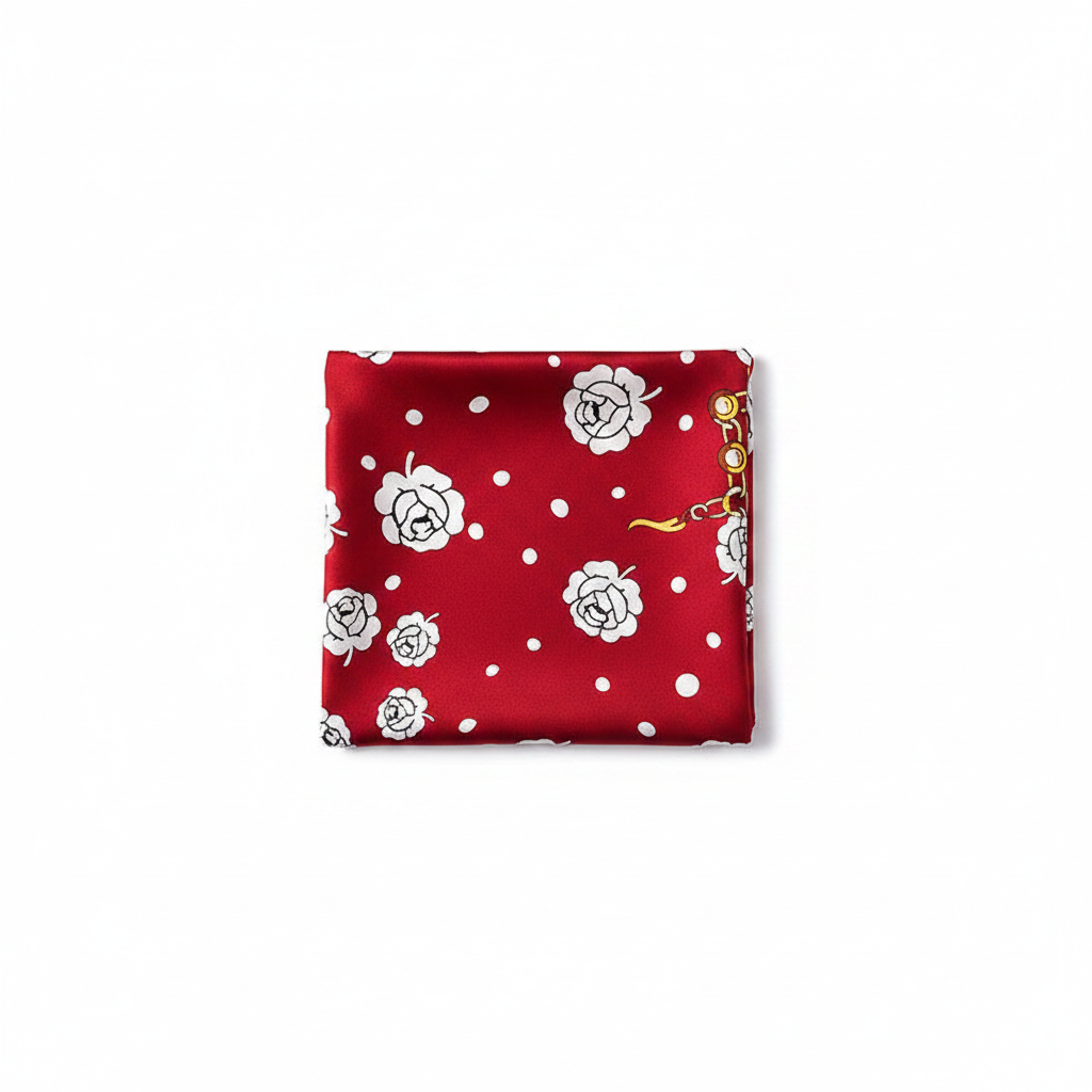 Crimson Camellia Scarf Folded Product Shot