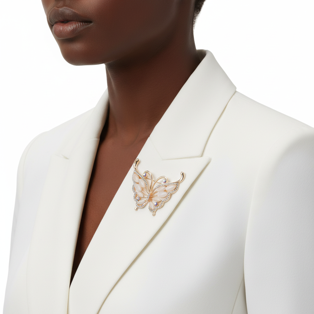 Crystal Butterfly Brooch – Front Lifestyle