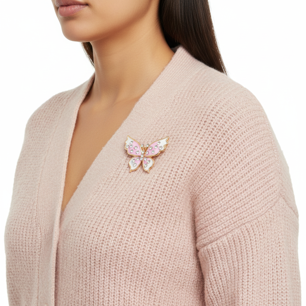 Crystal Butterfly Brooch – Side Lifestyle