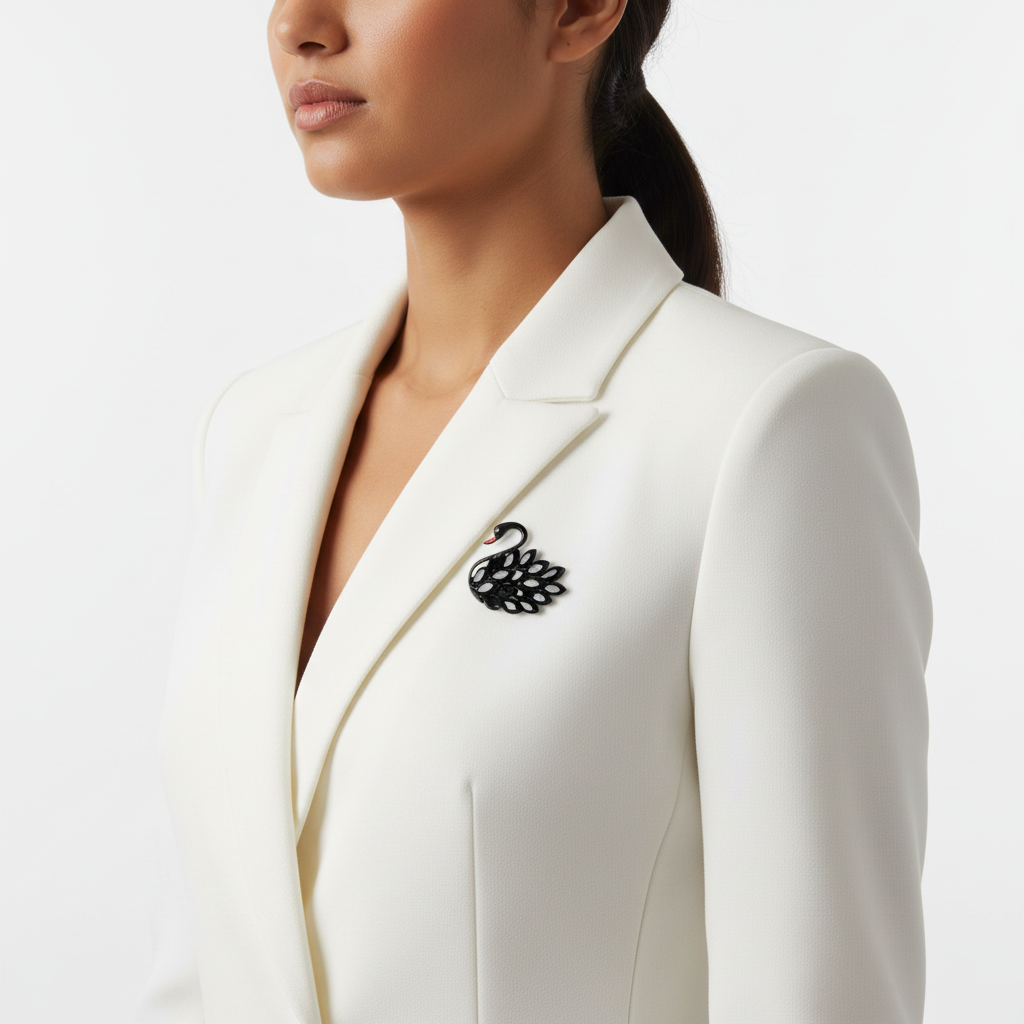 Crystal Swan Brooch - Side Lifestyle