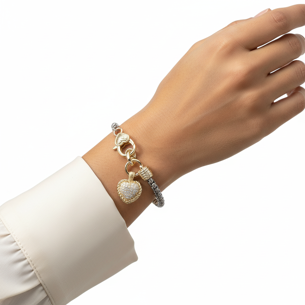 CZ Heart Bracelet Lifestyle Side