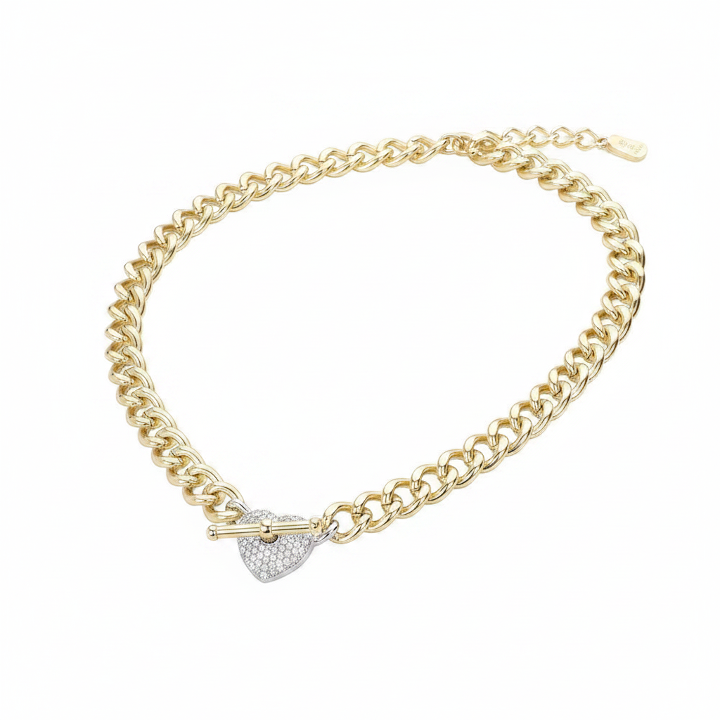 CZ Heart Necklace - Angle