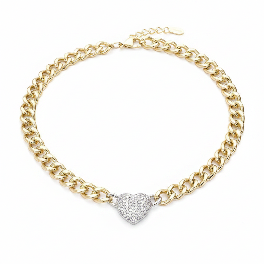 CZ Heart Necklace - Front