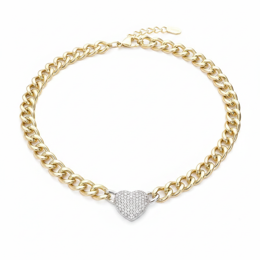CZ Heart Necklace - Front