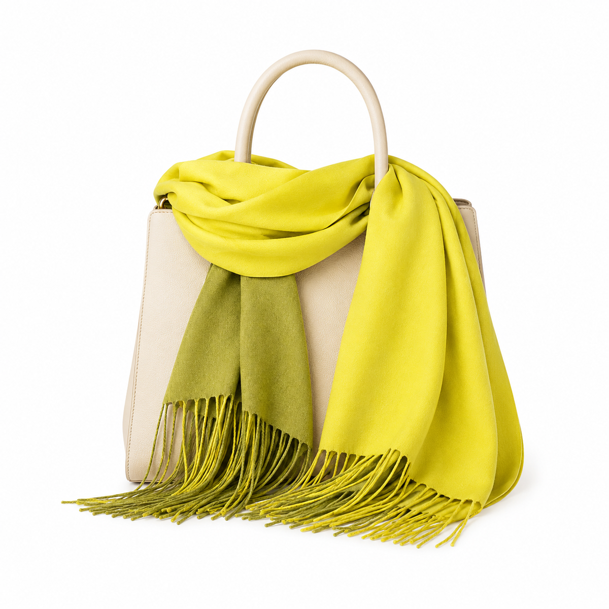 Women's Yellow Green Ombre Viscose Scarf Oversized Wrap Shawl with Fringe