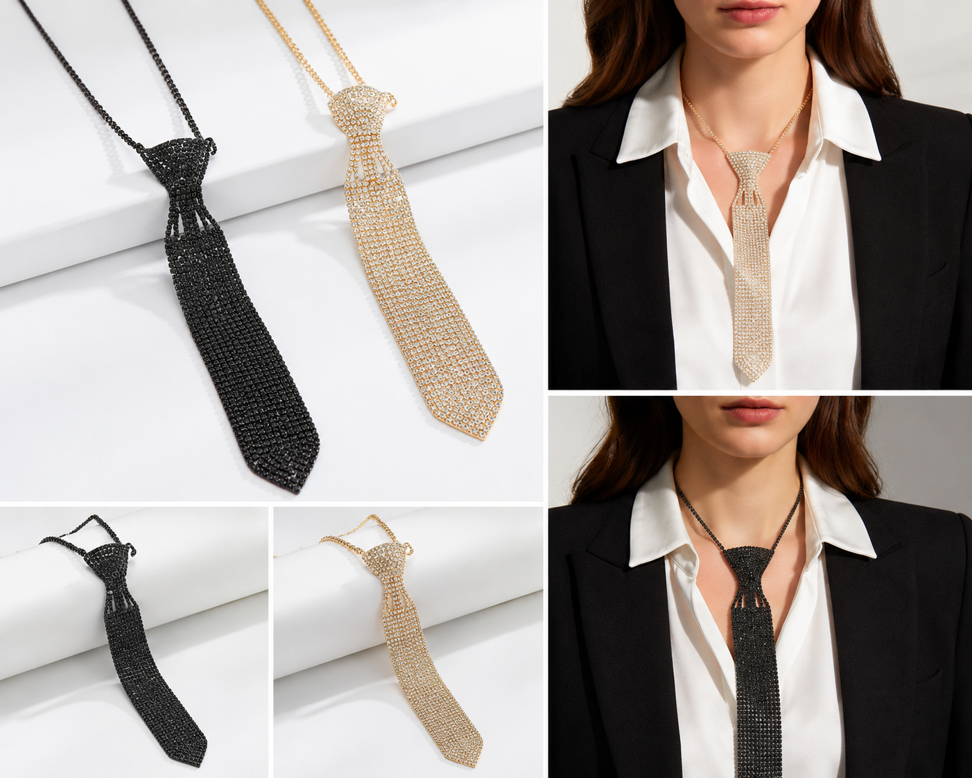 Crystal Necktie Statement Necklace for Women