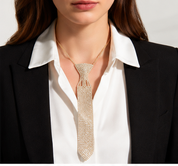Crystal Necktie Statement Necklace for Women