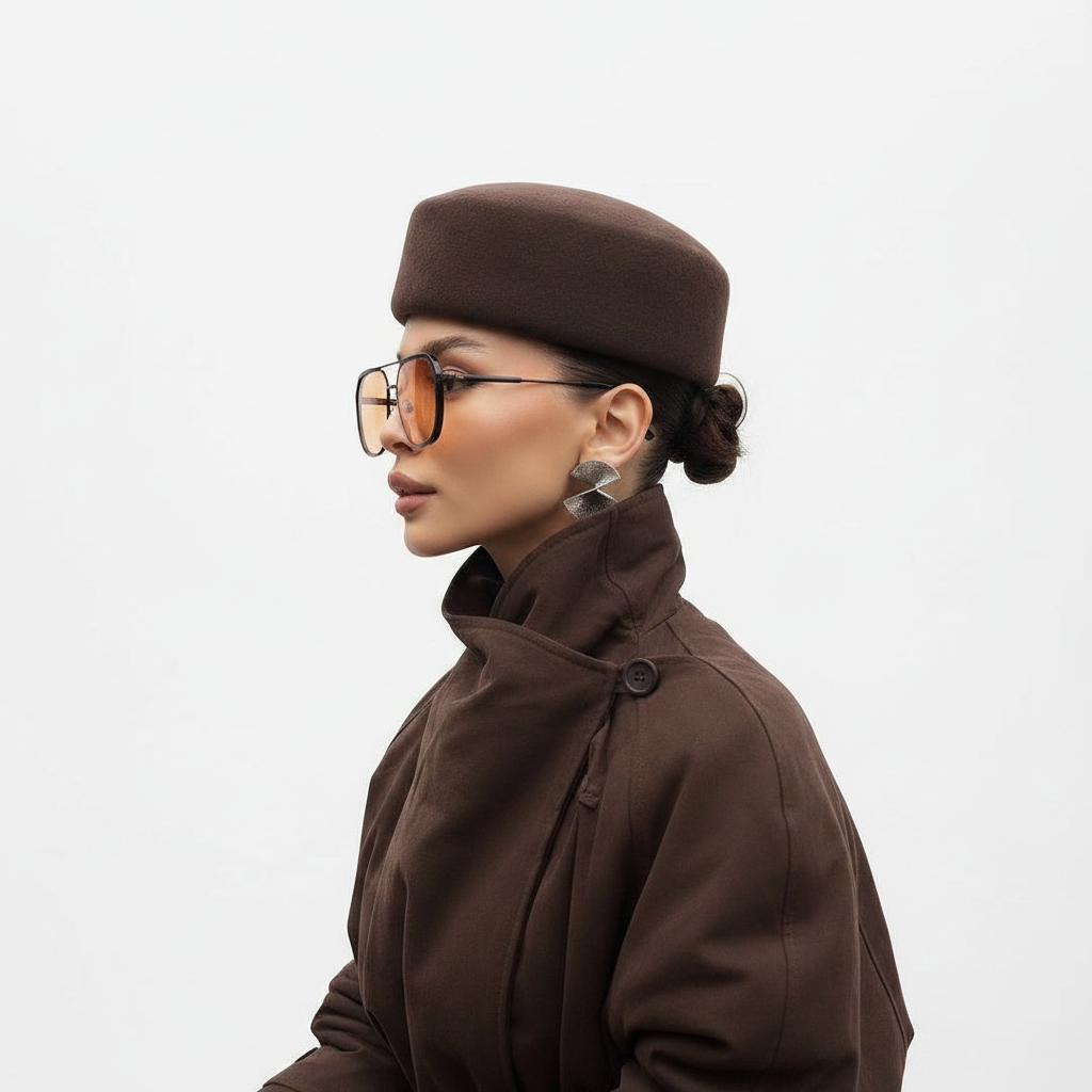 Dark Brown Pillbox - Lifestyle Side