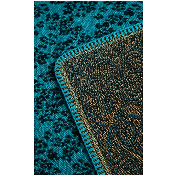Oversized Teal & Gold Floral Shawl Wrap for Women