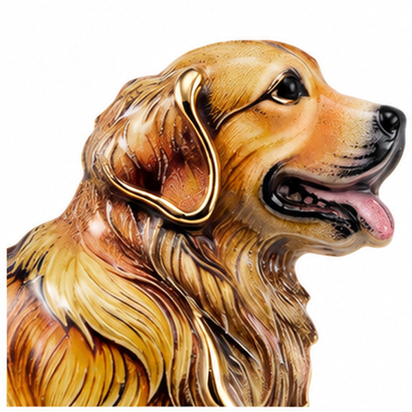 Golden Retriever Dog Brooch Pin in Gold Tone