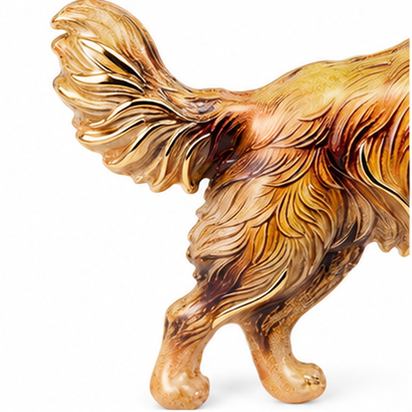 Golden Retriever Dog Brooch Pin in Gold Tone