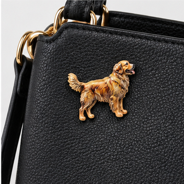 Golden Retriever Dog Brooch Pin in Gold Tone