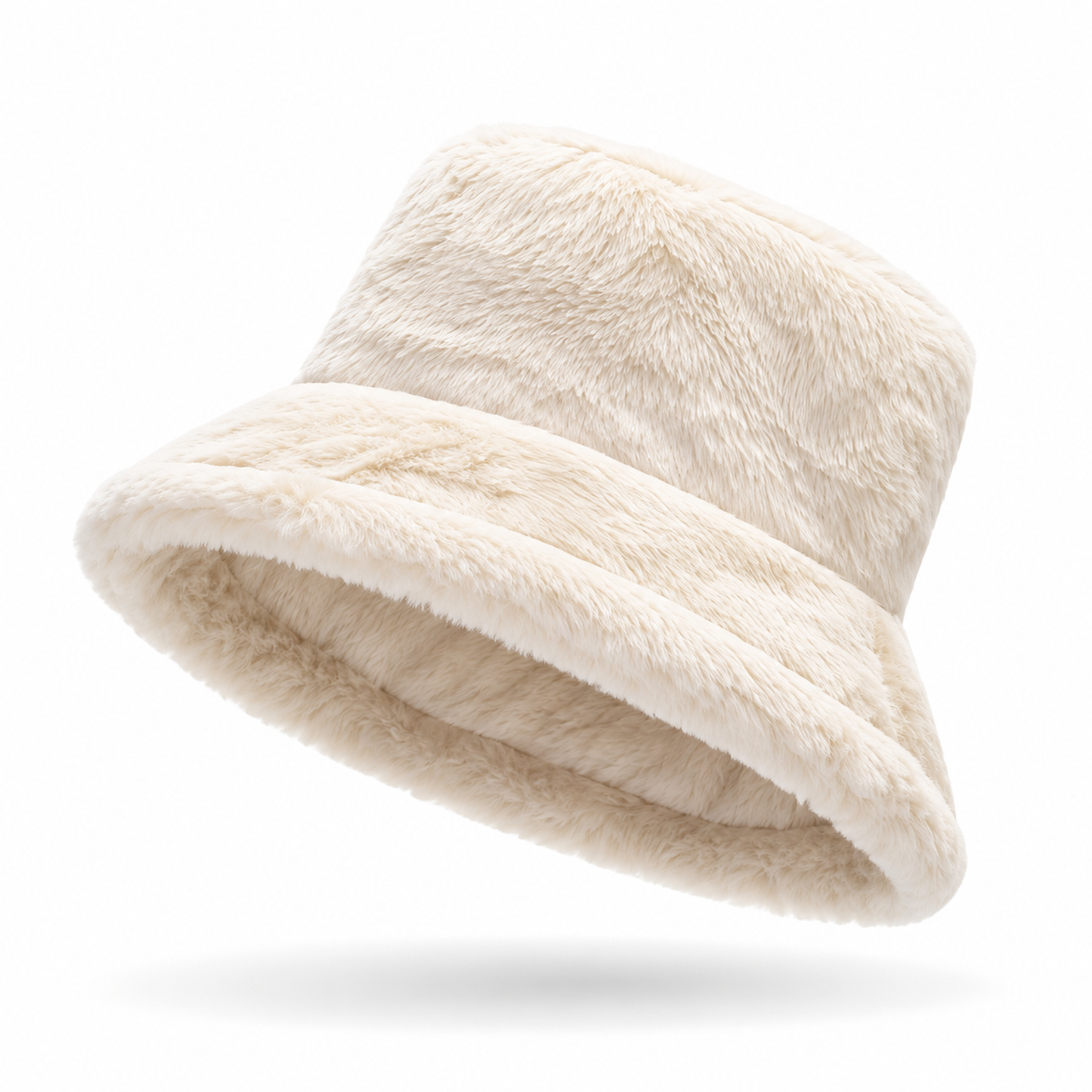 Camel Faux-Fur Bucket Hat for Women