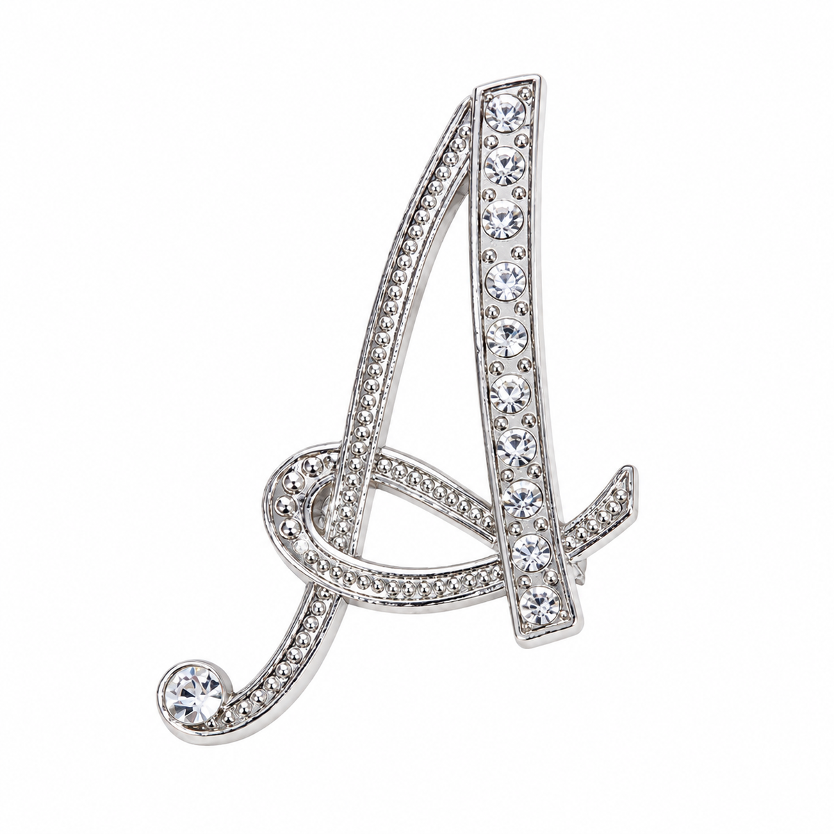 2pcs Letter A Brooch Set Rhinestone Initial Pins Gold Silver Tone Jewelry for Women