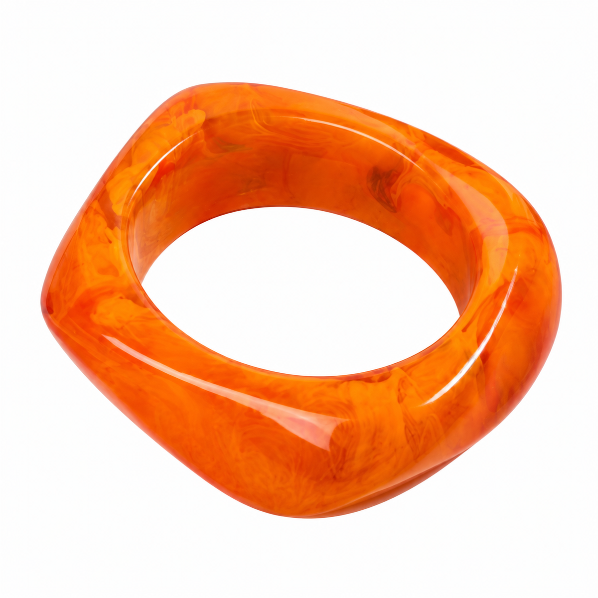 Orange & Black Chunky Square Bangle Bracelet Set, 2 Pieces