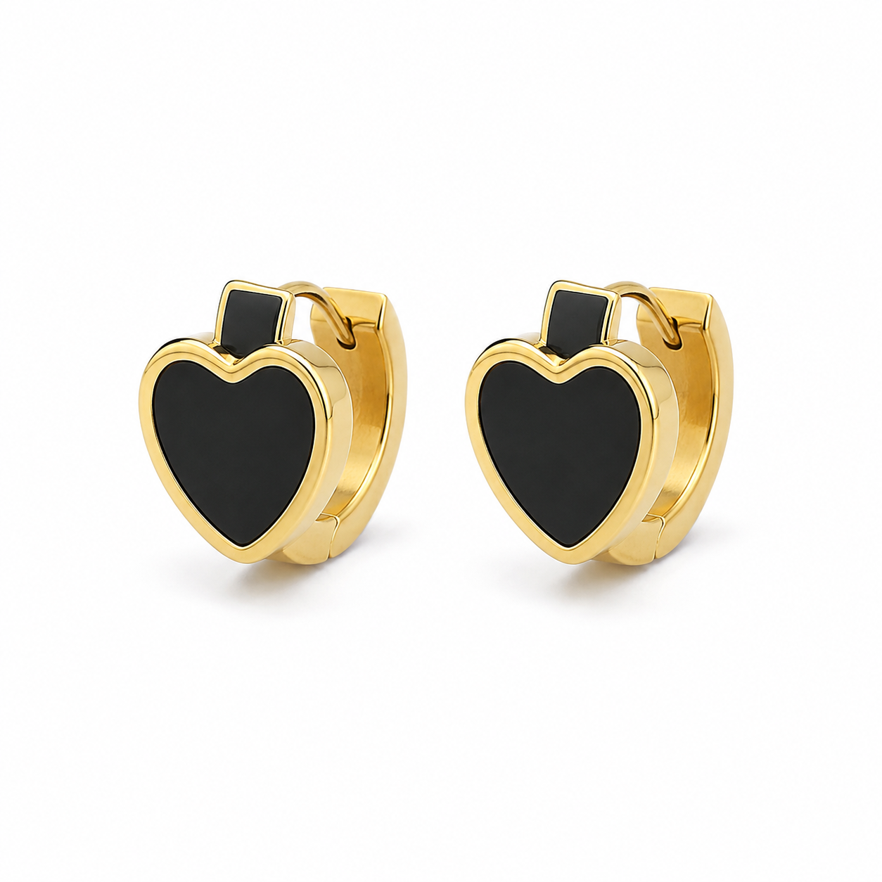 Mini Gold Hoop Earrings – Polished Tube with Pin Catch Closure