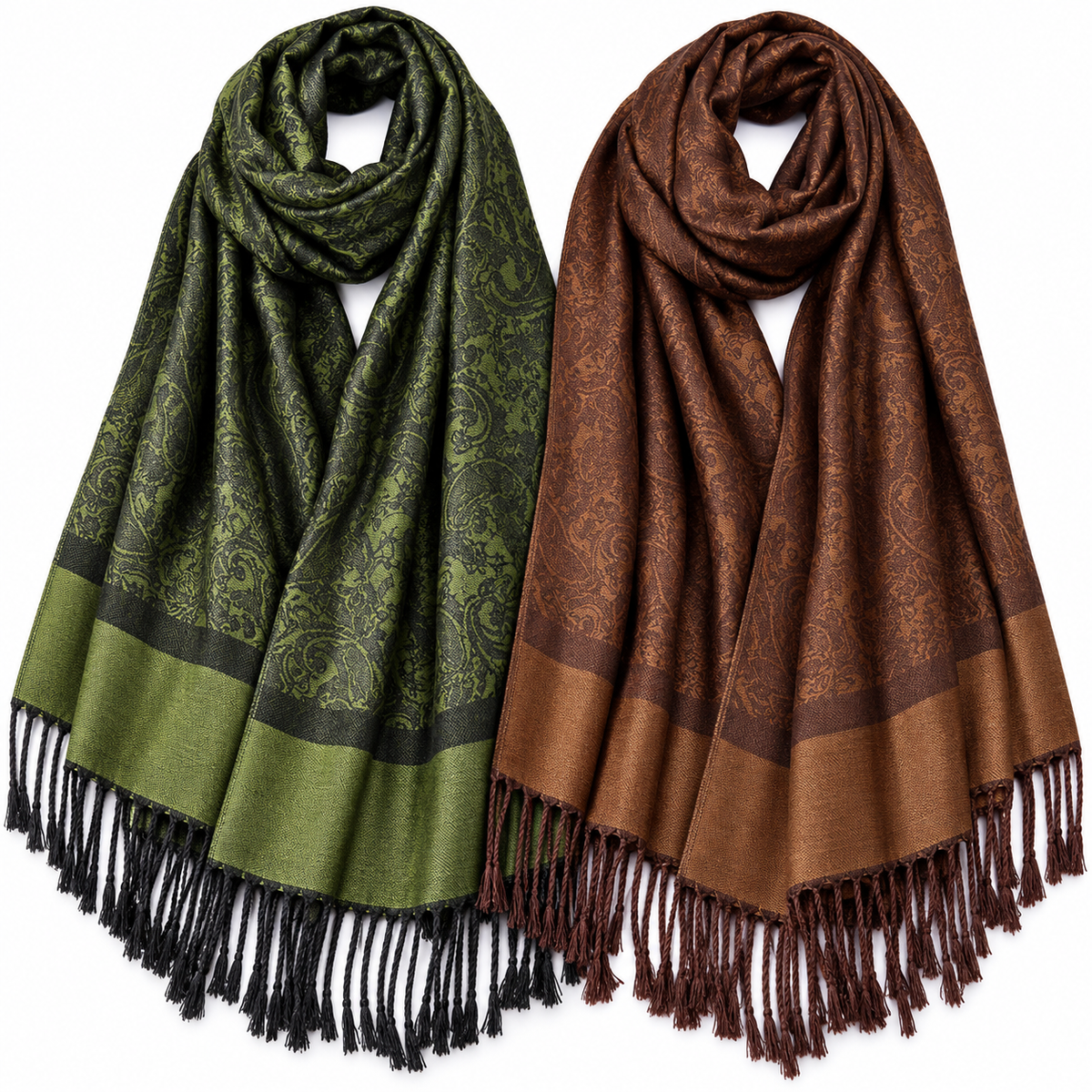 Paisley Jacquard Pashmina Scarf Set of 2