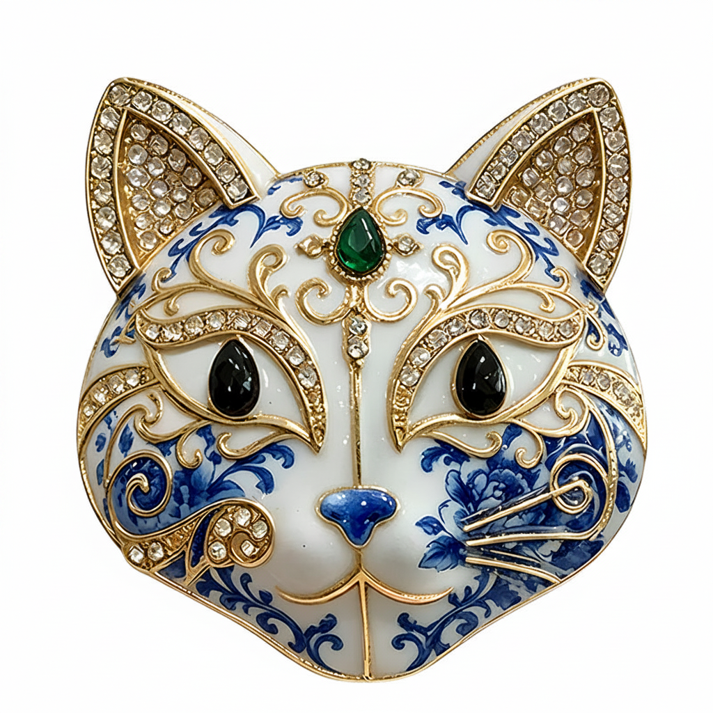 Elegant Cat Face Brooch — Product Shot