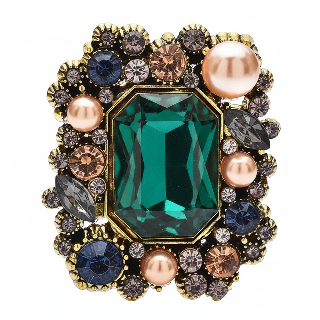 Emerald Green Brooch Front