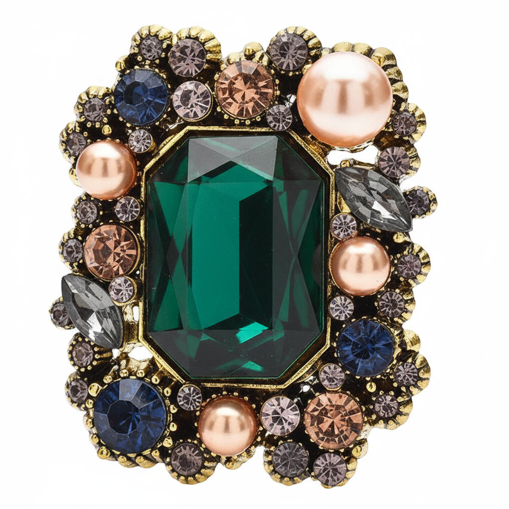 Emerald Green Brooch Side