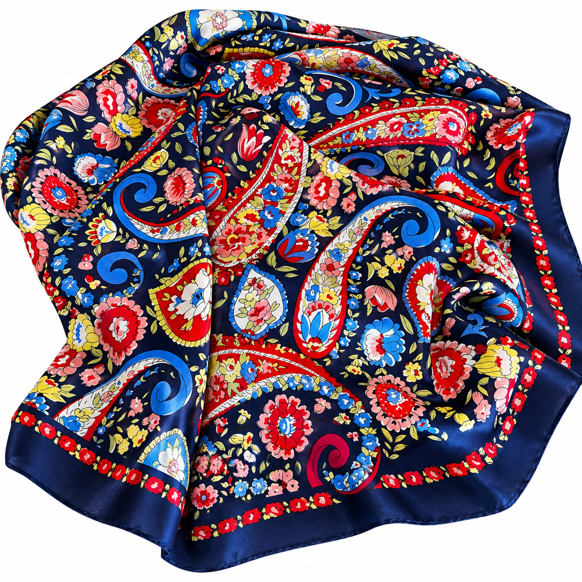 Large Navy Paisley Floral Scarf for Women
