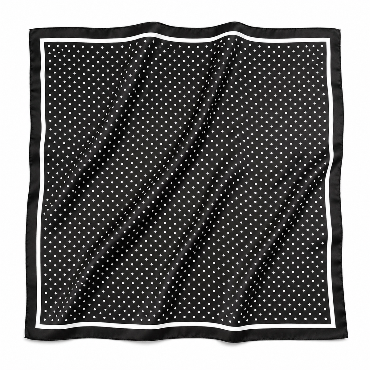 Women's 35" Silky Feel Square Scarf – Black & White Polka Dot