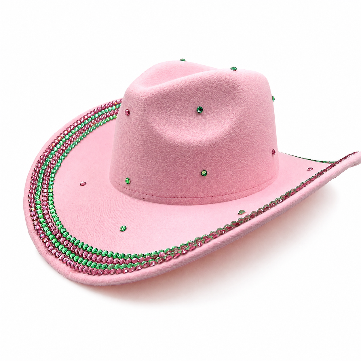 Rhinestone-Embellished Western Cowboy Hat | Pink & Black Glam