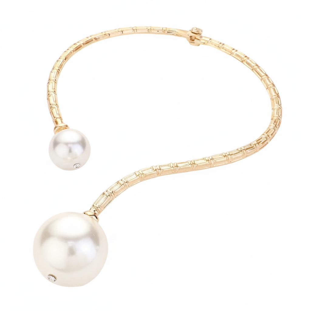 Faux Pearl Collar Necklace - Full View