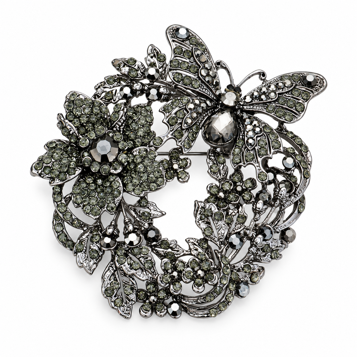 Butterfly Floral Rhinestone Brooch Pendant