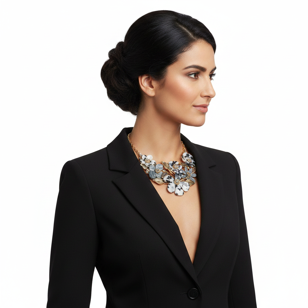 Floral Bib Necklace Lifestyle Side