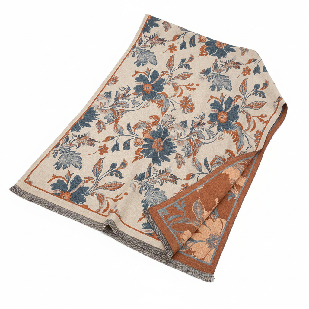 Floral Jacquard Shawl Wrap Product Draped