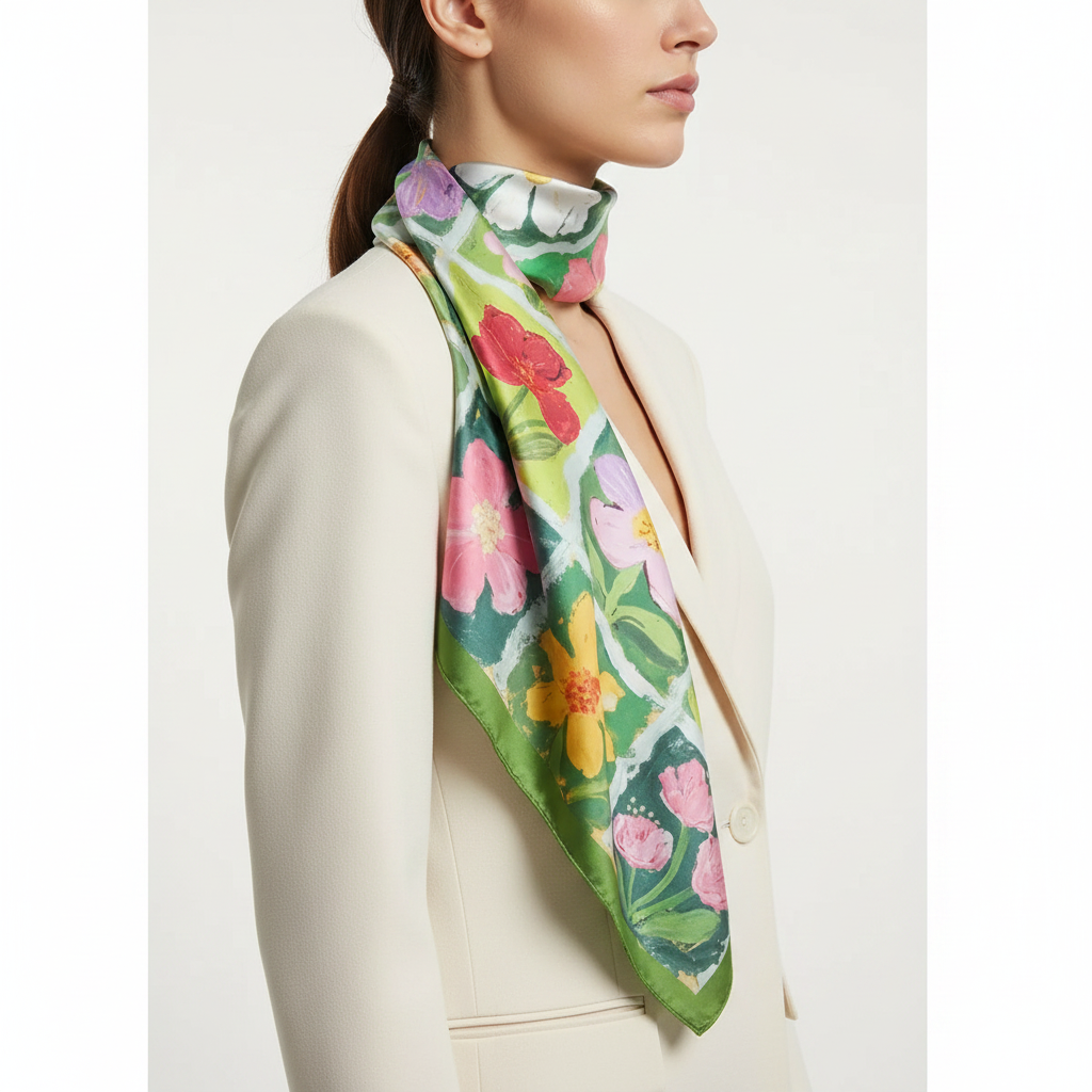 Floral Scarf Shoulder Drape Side