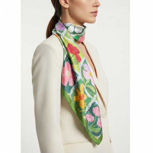Floral Scarf Shoulder Drape Side