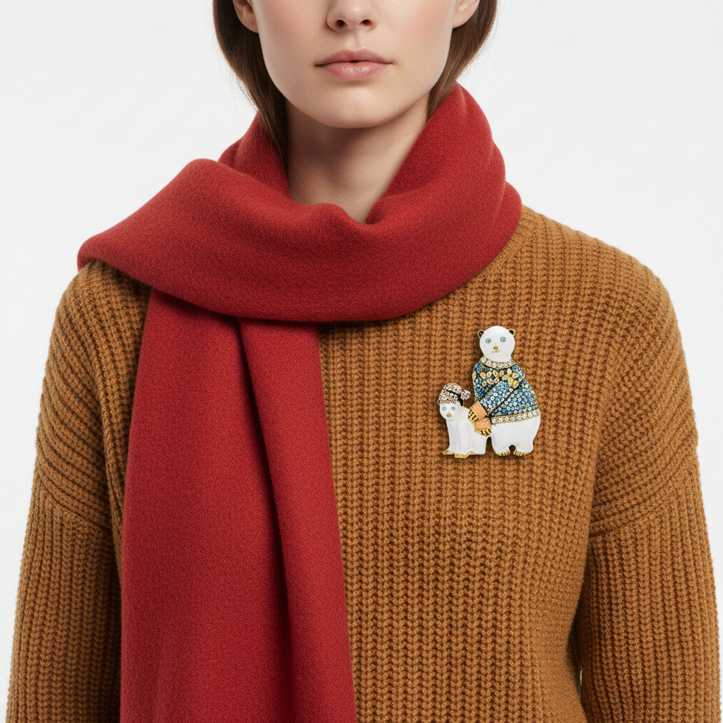 Front - warm sweater & red scarf