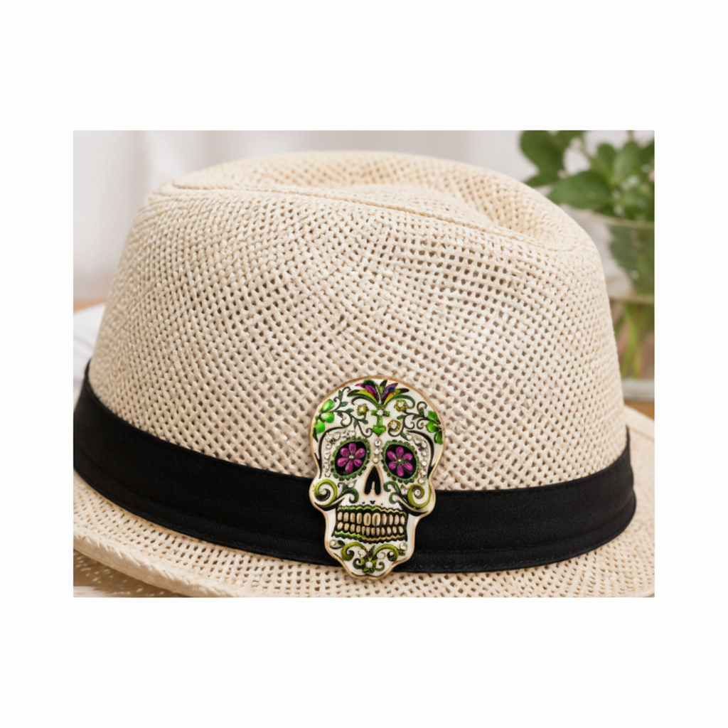 Sugar Skull Enamel Brooch Pin Set of 4 | Colorful Day of the Dead Pins