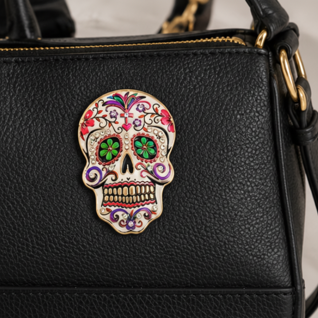 Sugar Skull Enamel Brooch Pin Set of 4 | Colorful Day of the Dead Pins