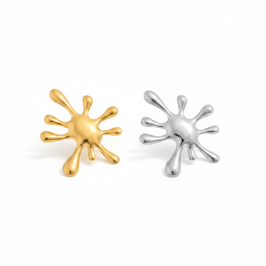 Gold and silver splash brooches product shot