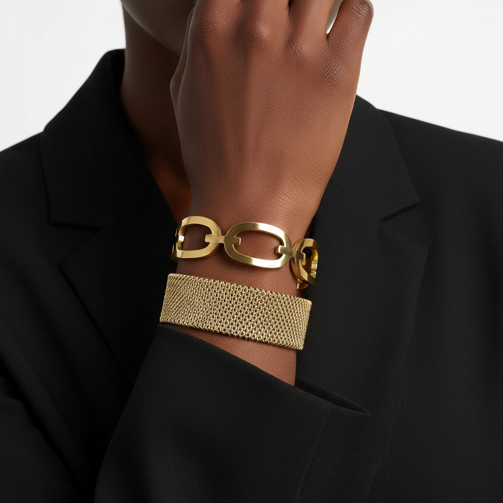 Gold Bracelet Stack Lifestyle Front