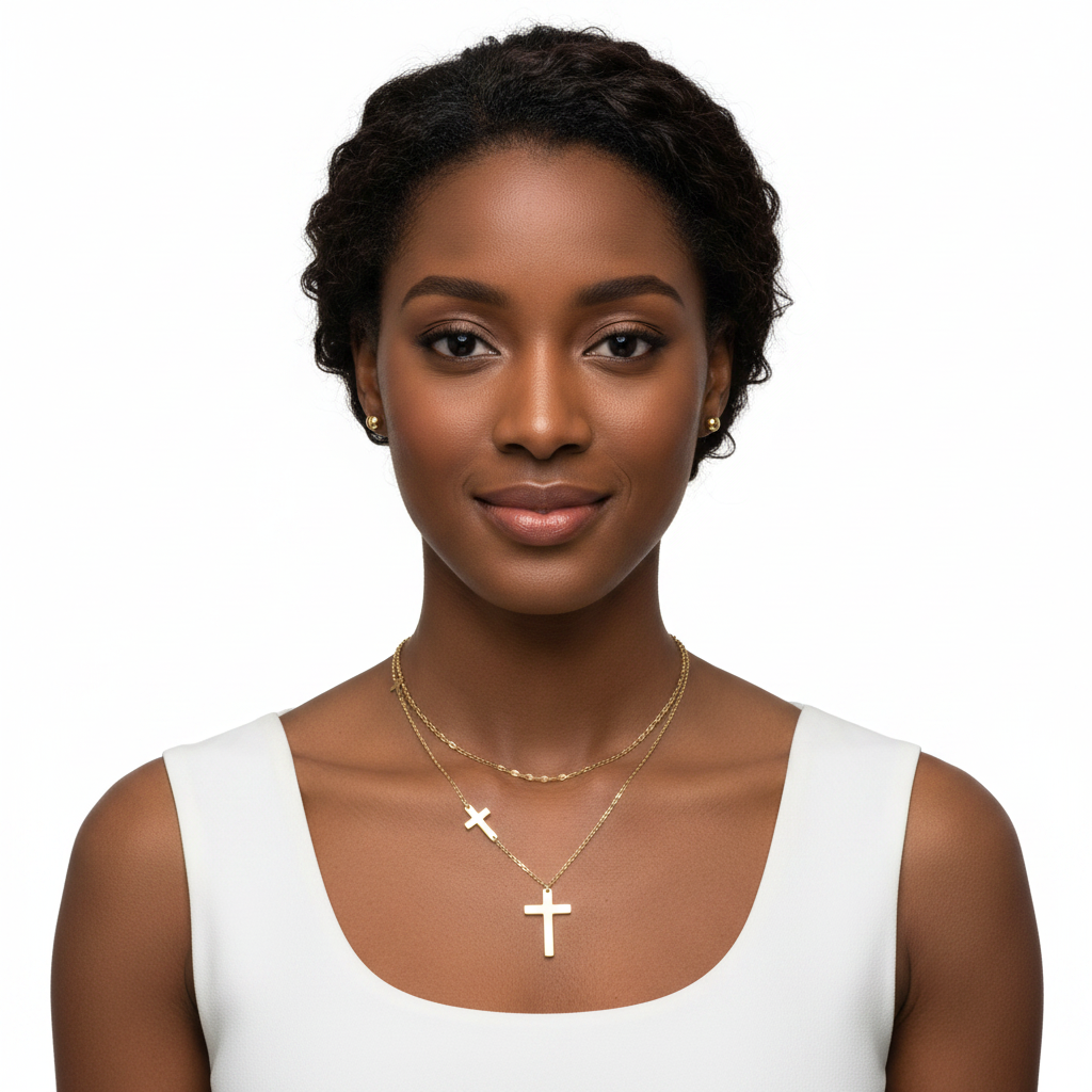 Gold Cross Necklace Lifestyle Front