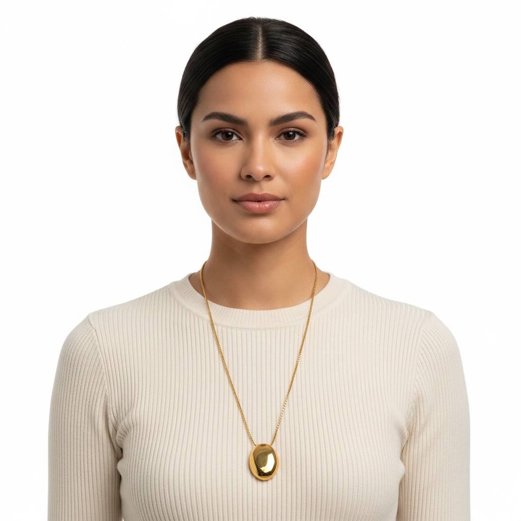 Gold Dome Pendant - Hispanic Woman Front