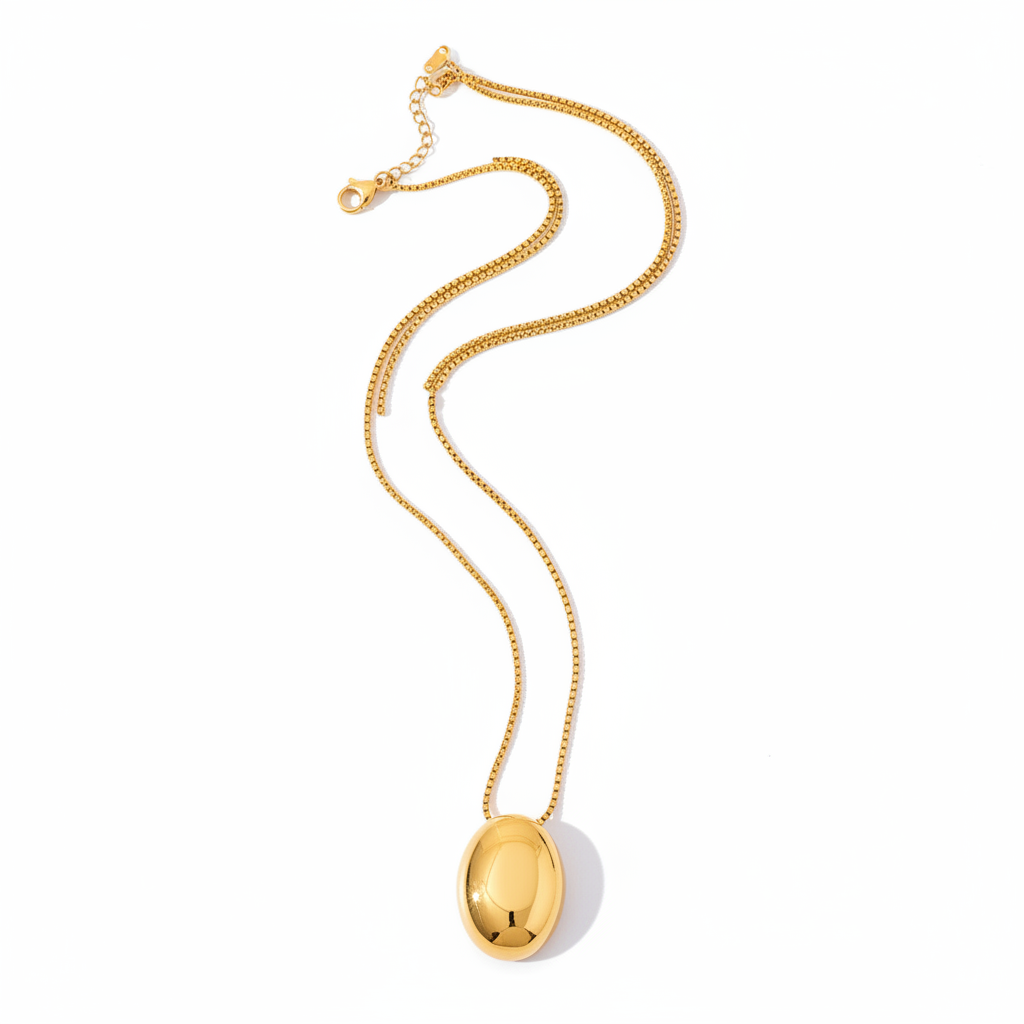 Gold Dome Pendant Necklace - Front
