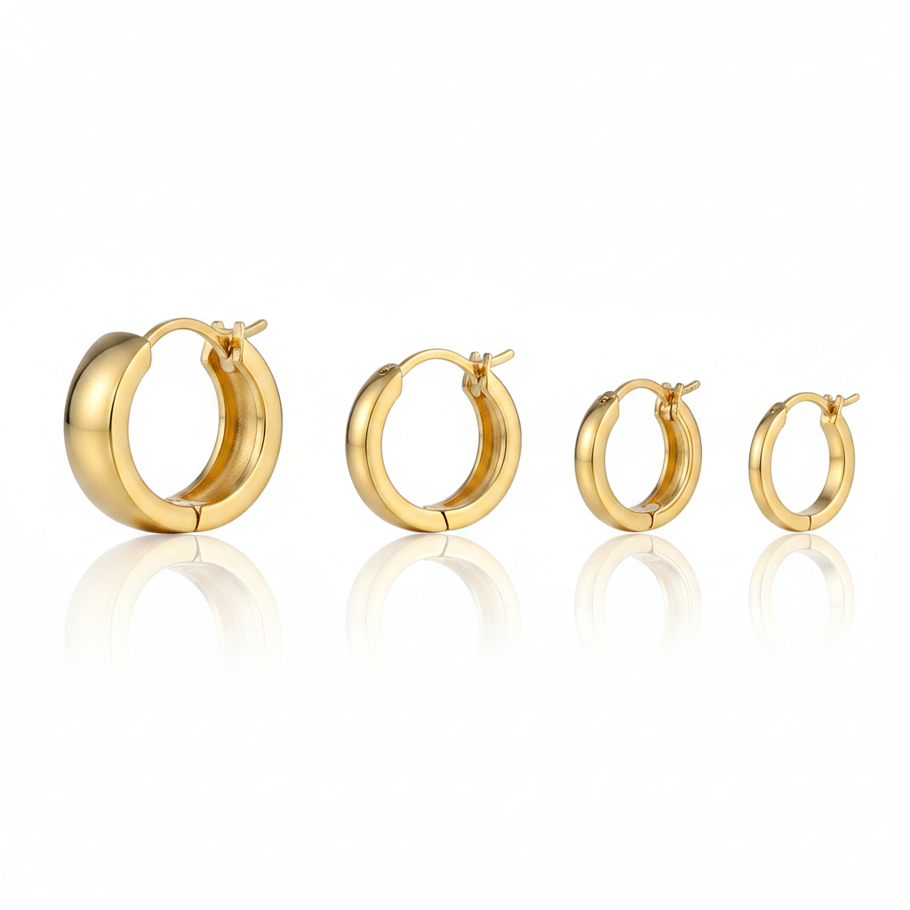 Gold Huggie Hoops - Studio Shot