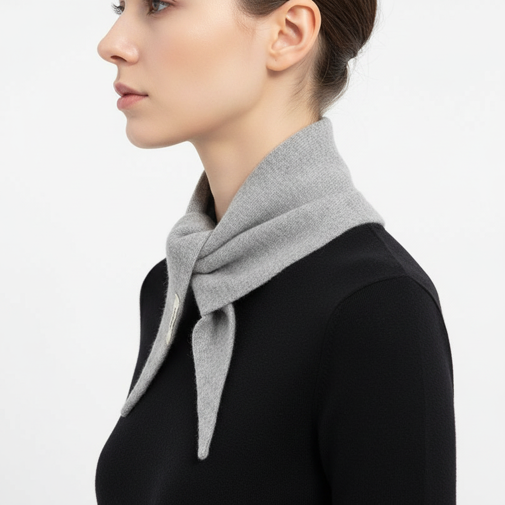 Gray Small Triangle Neck Scarf Side