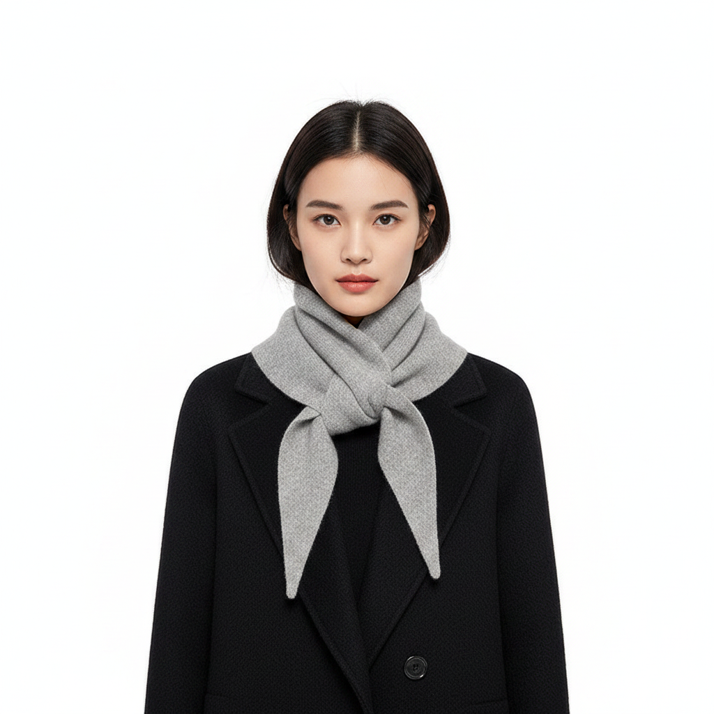 Gray Wool Triangle Scarf Lifestyle Front
