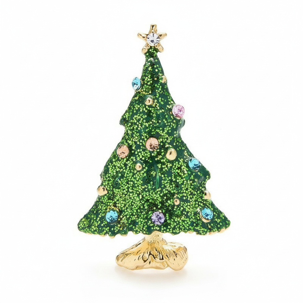 Green Christmas Tree Brooch Product Shot