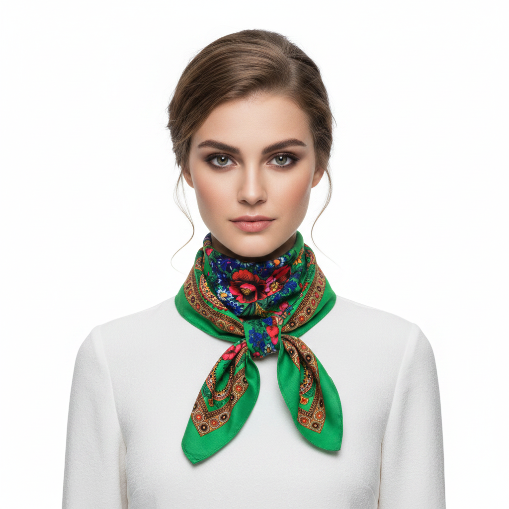 Green Floral Scarf Lifestyle Front
