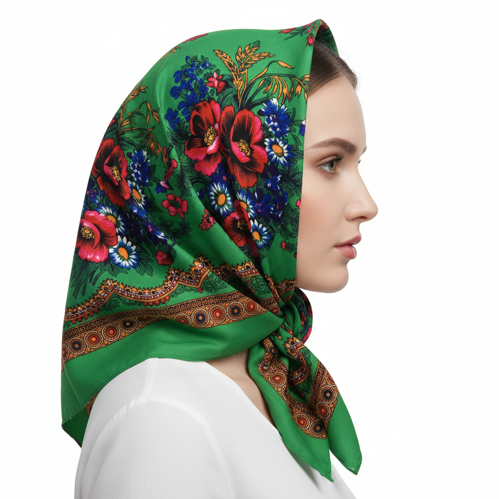 Green Floral Scarf Lifestyle Side