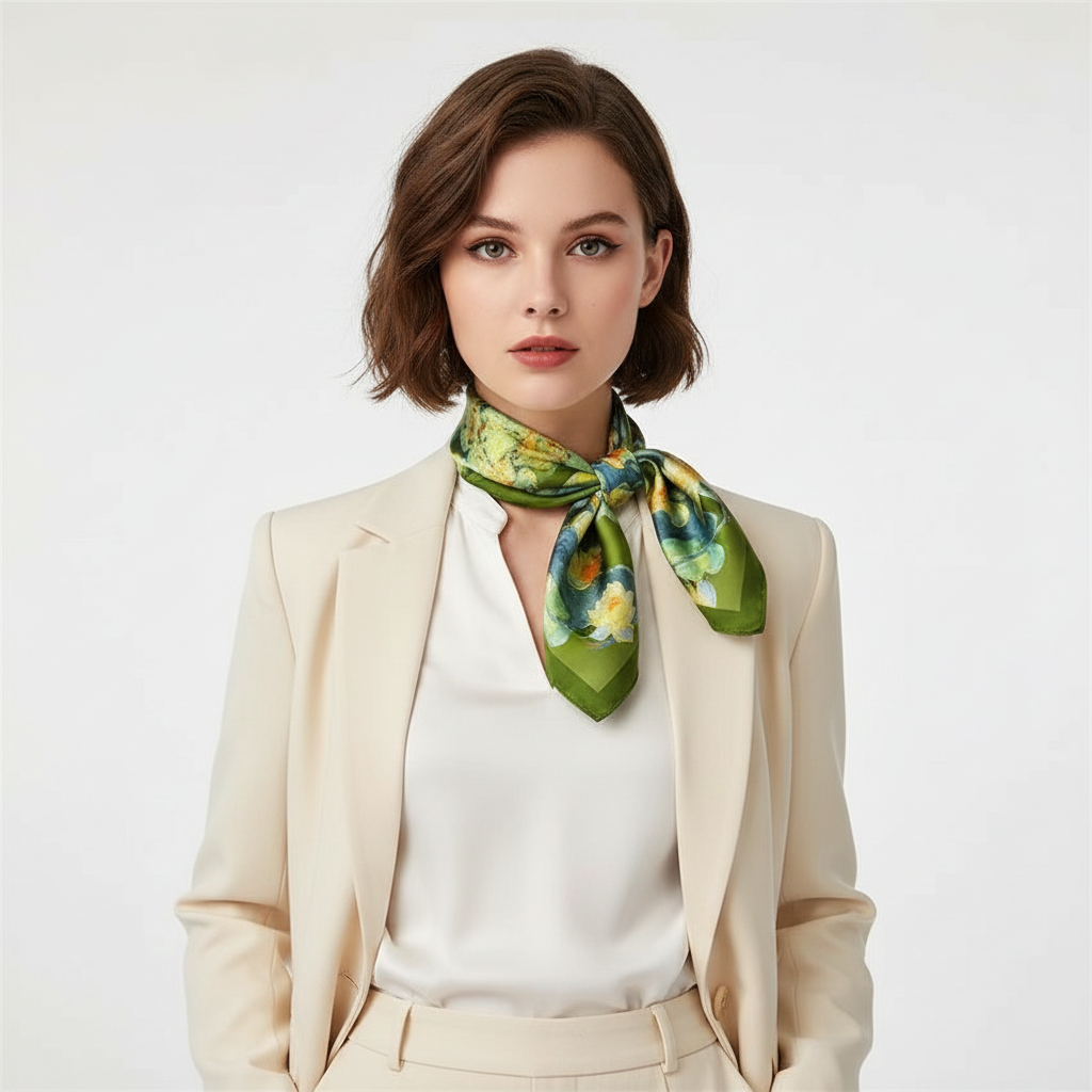 Green lotus neckerchief front